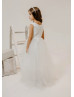 Ivory Lace Pleated Tulle Graceful Flower Girl Dress